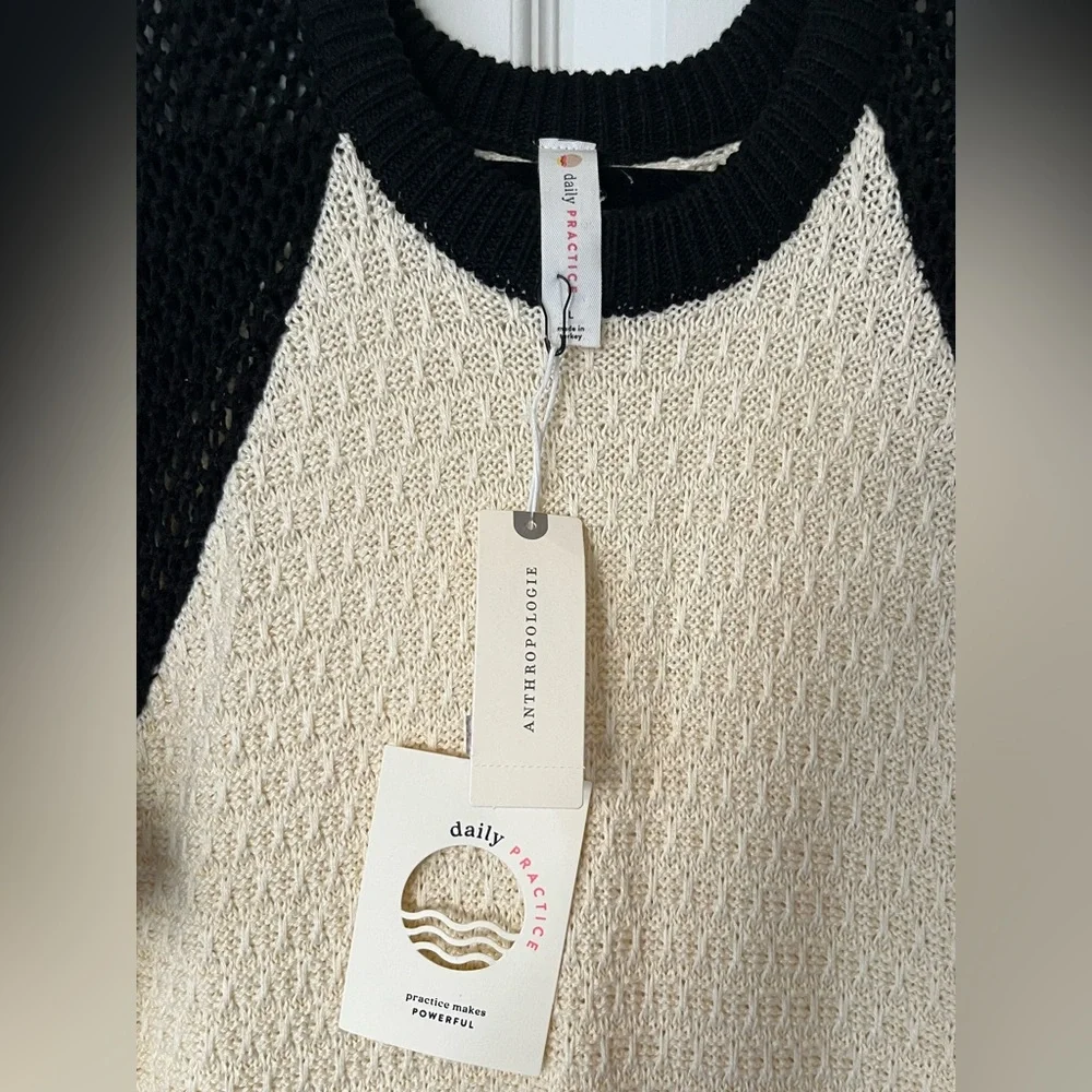 Daily Practice by Anthropologie Black and Cream Knit dress (L) NWT - Picture 5 of 7